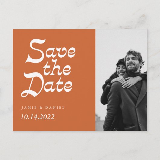 Modern Retro Fall Wedding Save the Date Announceme Aankondigingskaart (Voorkant)