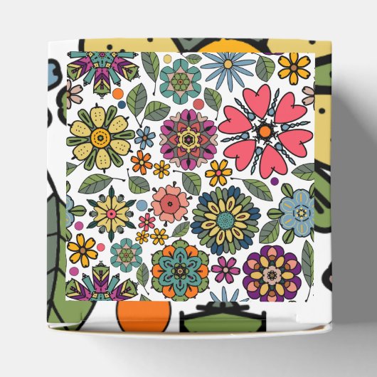 Modern Retro Floral Drawing Seamless Pattern Art  Bedankdoosjes (Bovenkant)
