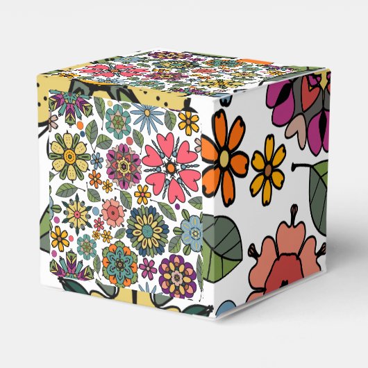 Modern Retro Floral Drawing Seamless Pattern Art  Bedankdoosjes (Achterkant)