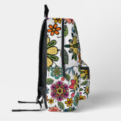 Modern Retro Floral Drawing Seamless Pattern Art Bedrukte Rugzak (Links)