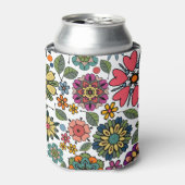 Modern Retro Floral Drawing Seamless Pattern Art Blikjeskoeler (Blikje Voorkant)