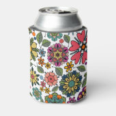 Modern Retro Floral Drawing Seamless Pattern Art Blikjeskoeler (Blikje Achterkant)