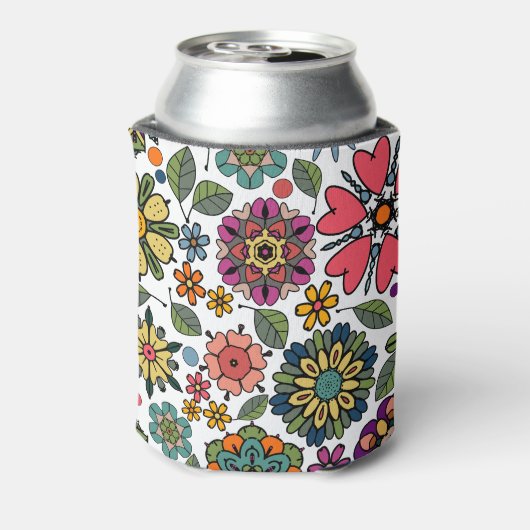 Modern Retro Floral Drawing Seamless Pattern Art Blikjeskoeler (Blikje Achterkant)