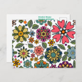 Modern Retro Floral Drawing Seamless Pattern Art Briefkaart (Voorkant / Achterkant)