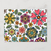 Modern Retro Floral Drawing Seamless Pattern Art Briefkaart (Voorkant)