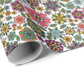 Modern Retro Floral Drawing Seamless Pattern Art Cadeaupapier (Rol Hoek)