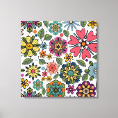 Modern Retro Floral Drawing Seamless Pattern Art Canvas Afdruk (Voorkant)