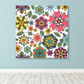 Modern Retro Floral Drawing Seamless Pattern Art Canvas Afdruk (Insitu (Houten vloer))