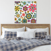 Modern Retro Floral Drawing Seamless Pattern Art Canvas Afdruk (Insitu (Slaapkamer))