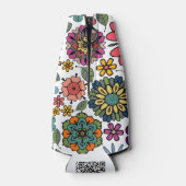 Modern Retro Floral Drawing Seamless Pattern Art Flesjeskoeler (Achterkant)