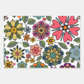 Modern Retro Floral Drawing Seamless Pattern Art Inpakpapier Vel (Voorkant 3)