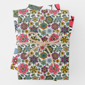 Modern Retro Floral Drawing Seamless Pattern Art Inpakpapier Vel (In situ)