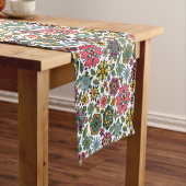 Modern Retro Floral Drawing Seamless Pattern Art Korte Tafelloper (Voorbeeld)