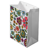 Modern Retro Floral Drawing Seamless Pattern Art Medium Cadeauzakje (Voorkant Gekanteld)