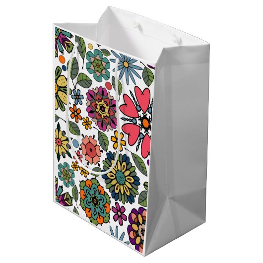 Modern Retro Floral Drawing Seamless Pattern Art Medium Cadeauzakje (Achterkant Gekanteld)