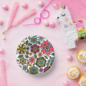 Modern Retro Floral Drawing Seamless Pattern Art  Papieren Kommen (Feest)