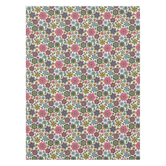 Modern Retro Floral Drawing Seamless Pattern Art Tafelkleed (Voorkant)