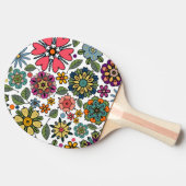 Modern Retro Floral Drawing Seamless Pattern Art Tafeltennisbatje (Zijkant)