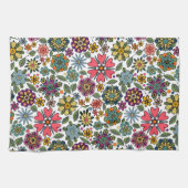Modern Retro Floral Drawing Seamless Pattern Art Theedoek (Horizontaal)