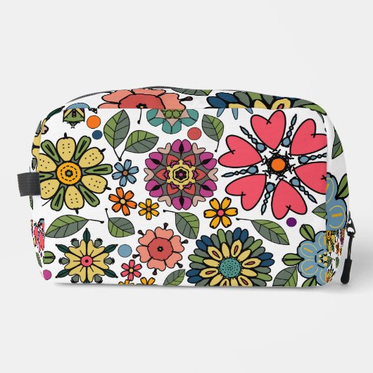 Modern Retro Floral Drawing Seamless Pattern Art Toilettasje (Voorkant)