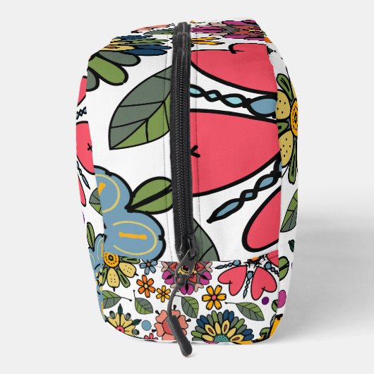 Modern Retro Floral Drawing Seamless Pattern Art Toilettasje (Rechts)