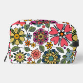 Modern Retro Floral Drawing Seamless Pattern Art Toilettasje (Achterkant)