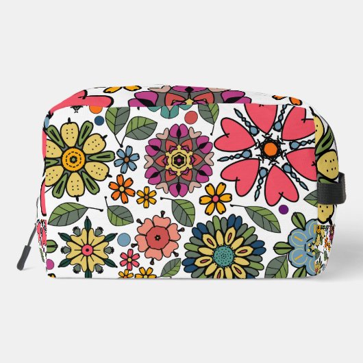 Modern Retro Floral Drawing Seamless Pattern Art Toilettasje (Achterkant)