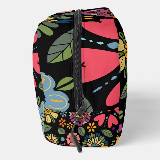 Modern Retro Floral Drawing Seamless Pattern Art Toilettasje (Rechts)