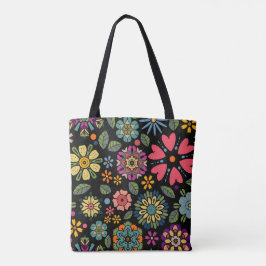 Modern Retro Floral Drawing Seamless Pattern Art Tote Bag