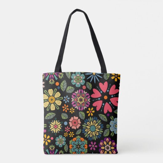 Modern Retro Floral Drawing Seamless Pattern Art Tote Bag (Achterkant)