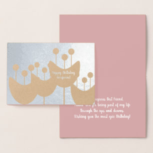 Modern Retro Florals Geo Birthday Real Foil card Folie Kaarten