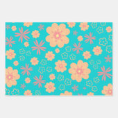 Modern Retro Flowers Patroon Inpakpapier Vel (Voorkant 3)