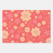 Modern Retro Flowers Patroon Inpakpapier Vel (Voorkant)