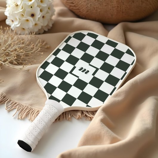 Modern Retro geruit patroon aangepast monogram Pickleball Paddle