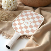 Modern Retro geruit patroon aangepast monogram Pickleball Paddle