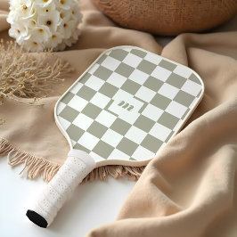 Modern Retro geruit patroon aangepast monogram Pickleball Paddle