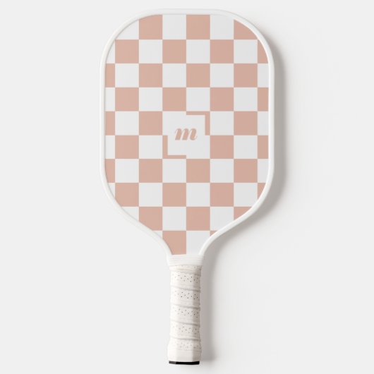 Modern Retro geruit patroon aangepast monogram Pickleball Paddle (Achterkant)