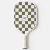 Modern Retro geruit patroon aangepast monogram Pickleball Paddle (Achterkant)
