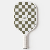 Modern Retro geruit patroon aangepast monogram Pickleball Paddle (Voorkant)