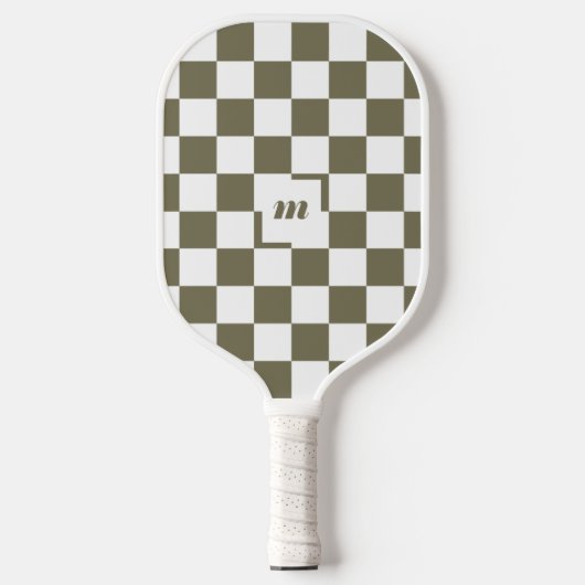 Modern Retro geruit patroon aangepast monogram Pickleball Paddle (Voorkant)