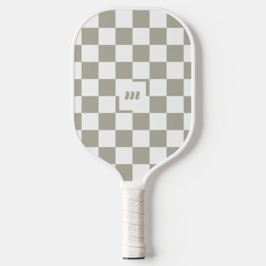 Modern Retro geruit patroon aangepast monogram Pickleball Paddle (Voorkant)