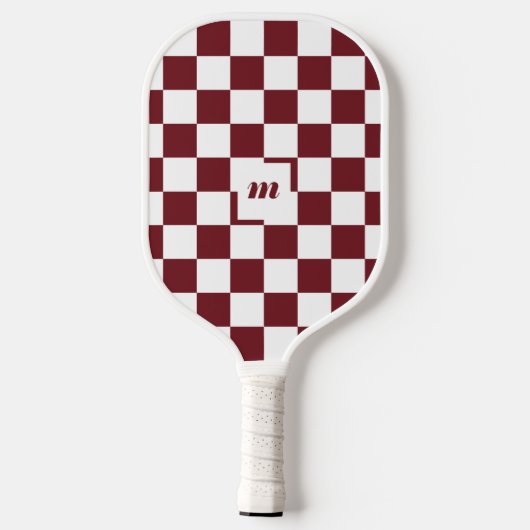 Modern Retro geruit patroon Aangepast monogram Roo Pickleball Paddle (Achterkant)