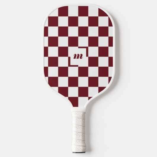 Modern Retro geruit patroon Aangepast monogram Roo Pickleball Paddle (Voorkant)