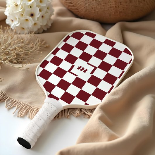 Modern Retro geruit patroon Aangepast monogram Roo Pickleball Paddle