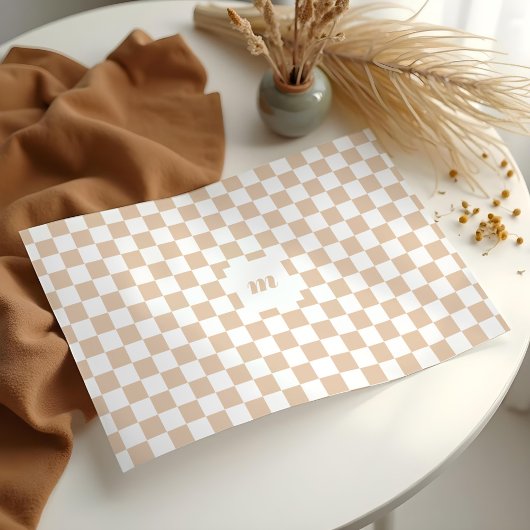 Modern Retro geruit patroon aangepast monogram Tissuepapier