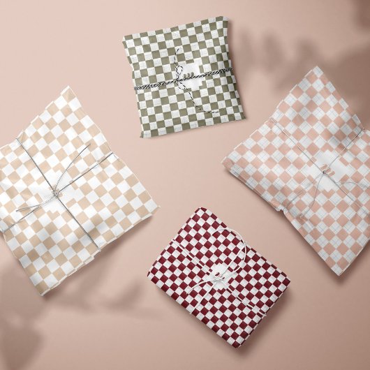 Modern Retro geruit patroon aangepast monogram Tissuepapier