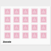 Modern Retro Girly Pink Gingham Meisje Baby shower Vierkante Sticker (Vel)