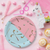 Modern Retro Golf roze blauwpatroon Papieren Bordje (Feest)