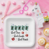 Modern Retro Good Friends Dice Bunco Papieren Bordje (Feest)