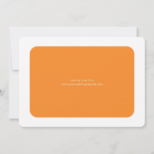Modern Retro Gradiënt roze Oranje RSVP Weddenschap Kaart (Achterkant)